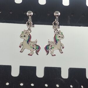 Claire's Girl's Magical Unicorn Clip On Earrings